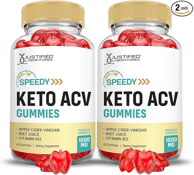 Justified Laboratories (2 Pack Speedy Keto ACV Gummies Advanced Formula 1000MG Speedy Keto Gummies Apple Cider Vinegar Formulated with Pomegranate Beet Juice Powder B12 Vegan Non GMO 120 Gummys