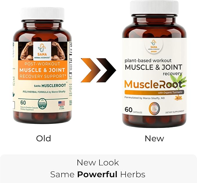 Natural Muscle & Joint Recovery Supplement | Plant-Based Post-Workout Inflammation Support, Muscle Relaxer with Organic Turmeric, Frankincense & Nopal Cactus | 60 Capsules by Sana Herbal
