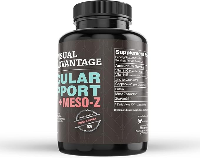Visual Advantage® Macular Support + Meso-Z – Blue Light Eye Vitamin with Triple Antioxidants for Advanced Protection Against Digital Screens (180-Count)