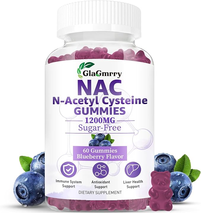 Sugar Free NAC Gummies for Kids & Adults, 1200mg NAC Supplement N Acetyl Cysteine with Selenium Zinc Vitamin C & E, NAC 600mg Per Gummy, Support Liver Health, Antioxidant, Immune System, 60 Count
