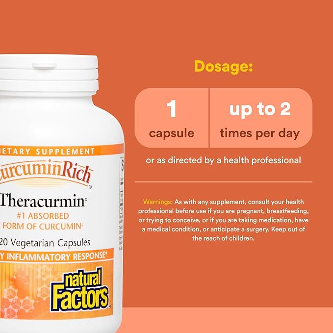 Natural Factors, CurcuminRich Theracurmin, 30 mg, Formulated for Superior Absorption, 120 Count (Pack of 1)