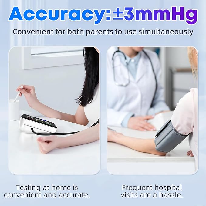 Blood Pressure Monitor Upper Arm Blood Pressure Monitors for Home Use Large Screen Rechargeable Bp Machine with 8.7"-16.5" Bp Cuff, 2x120 Memory, Voice Broadcast Bp Monitor(Black)