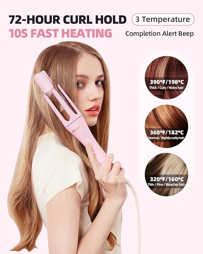 Automatic Curling Iron,1 1/4 Hair Curler with 3 Temperatures, 10S Fast Heating, 2-Way Rotation, 30 Min Auto Shut-Off, 500 Million Ionic, Anti-Scald-Tangle for Hair Styling
