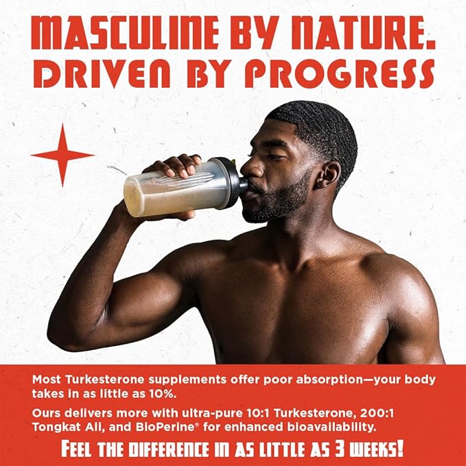 Old School Labs Testosterone Supplement for Men – Turkesterone 1500mg Max Potency + Tongkat Ali & BioPerine® – Muscle Growth, Recovery, Drive & Stamina – 120 Caps, 40 Servings