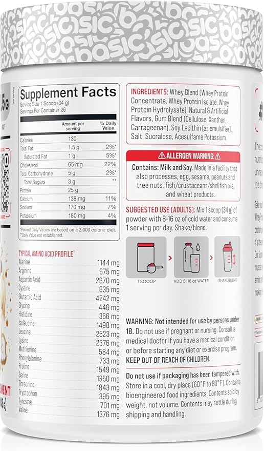 Whey Protein Powder, 25g Protein, Complete Amino Acid Profile, Gluten-Free, Low Fat, RBST-Free, Supports Muscle Recovery & Antibody Health (2 Pound, Vanilla)