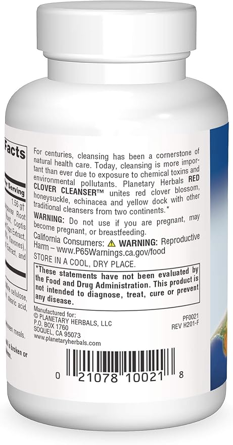 Planetary Herbals Red Clover Cleanser Tablets, 72 Count