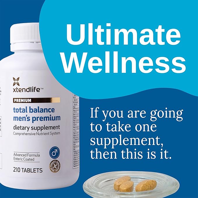 Xtendlife Total Balance Men's Premium Extra Strength Daily Multivitamin & Mineral - 90+ Nutrients for Complete Immune, Heart, Digestive, and Cellular Health - 30 Day Supply