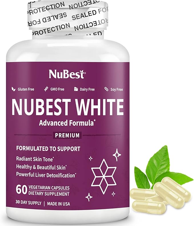 NuBest White - Glutathione 400mg & Milk Thistle Extract - Skin Brightening Supplement - Supports Beautiful and Radiant Skin - Antioxidant & Detoxification - 1 Pack | 1 Months Supply