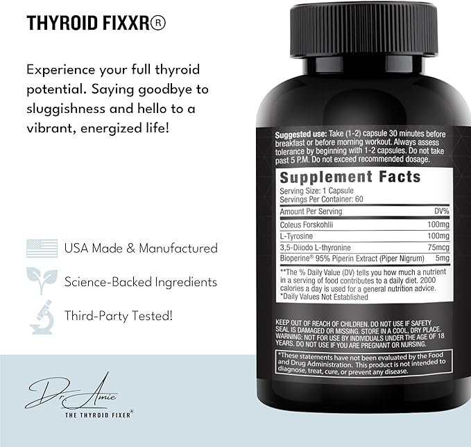 Thyroid Support by Dr. Amie | T2 Thyroid Supplement | 30 Day Supply, 60 Capsules