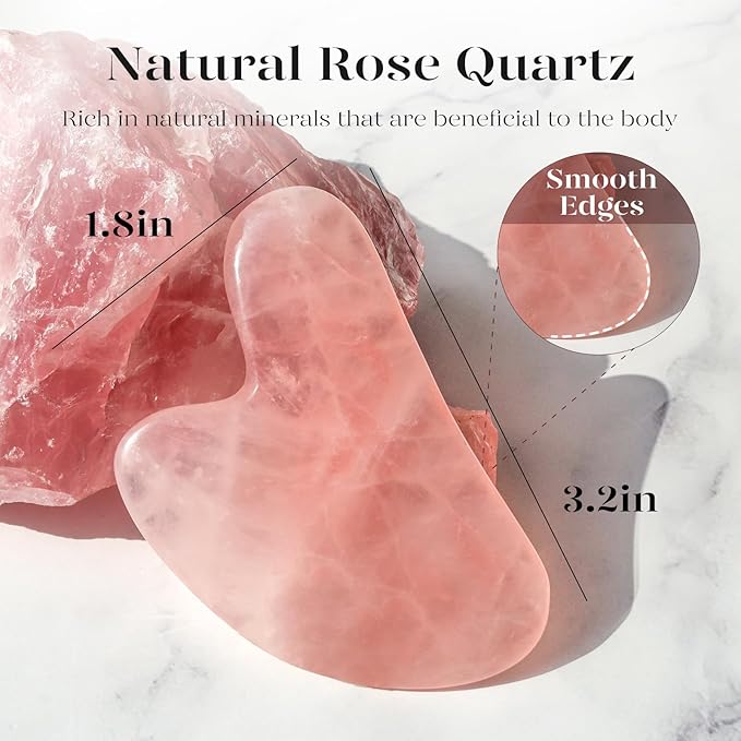 BAIMEI Gua Sha Facial Tool for Self Care, Massage Tool for Face and Body Treatment, Relieve Tensions, Reduce Wrinkles and Redness, Skin Care Tools for Men Women - Rose Quartz