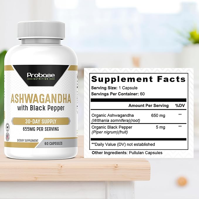 Ashwagandha with Black Pepper 60 Capsules 30-Day Supply