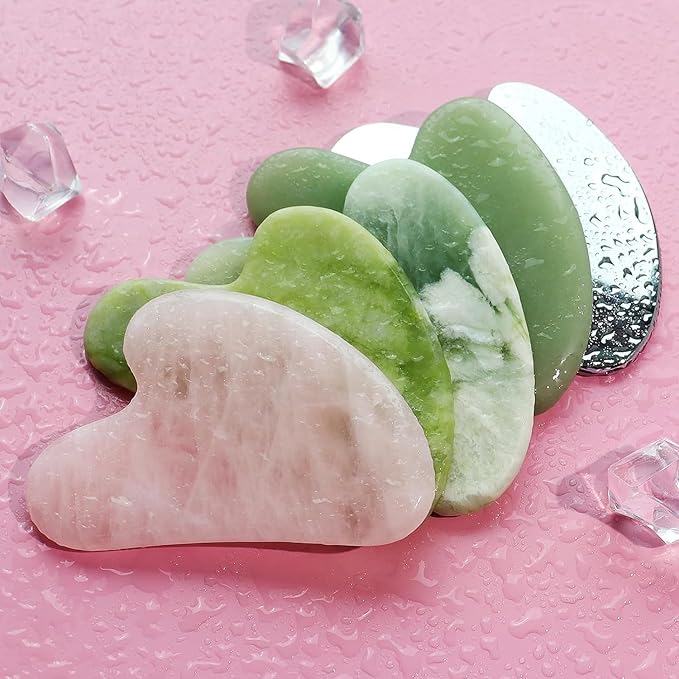 BAIMEI Gua Sha Facial Tool for Self Care, Massage Tool for Face and Body Treatment, Relieve Tensions, Reduce Wrinkles and Redness, Skin Care Tools for Men Women - Rose Quartz