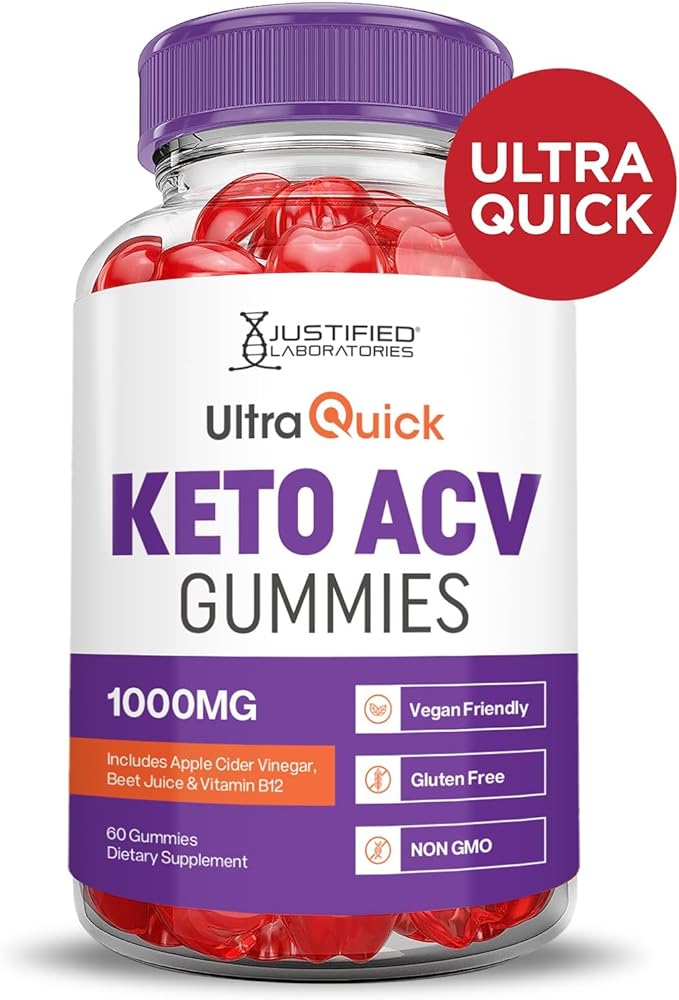 Justified Laboratories (2 Pack Ultra Quick Keto ACV Advanced Formula 1000MG Apple Cider Vinegar Formulated with Pomegranate Beet Juice Powder B12 Vegan Non GMO 120 Gummies