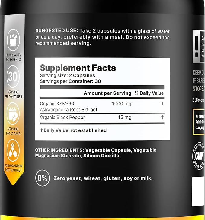 Organic Ashwagandha Supplements – KSM-66 – 60 Vegan Capsules – 30-Day Supply | Pure Ashwagandha for Women and Men | Plant-Based Ritual Multivitamins Alternative for Stress & Mood