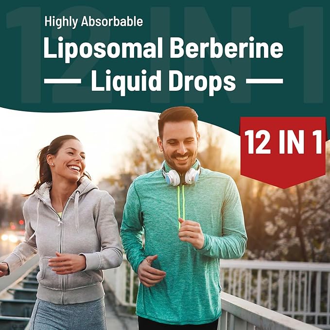 Berberine HCl Supplement 3000 mg - Liposomal Berberine HCl Liquid - AMPK Activator with Turmeric, Ceylon Cinnamon, 12 Natural Ingredients - 4 fl oz