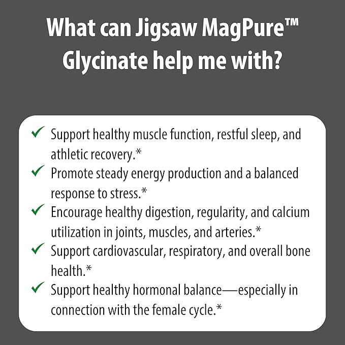 Jigsaw Health MagPure Glycinate | Premium Magnesium Glycinate Capsules | 120 Servings