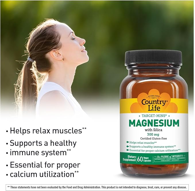 Target-Mins Magnesium with Silica 300mg, 60 Vegan Capsules, Certified Gluten Free, Certified Vegan