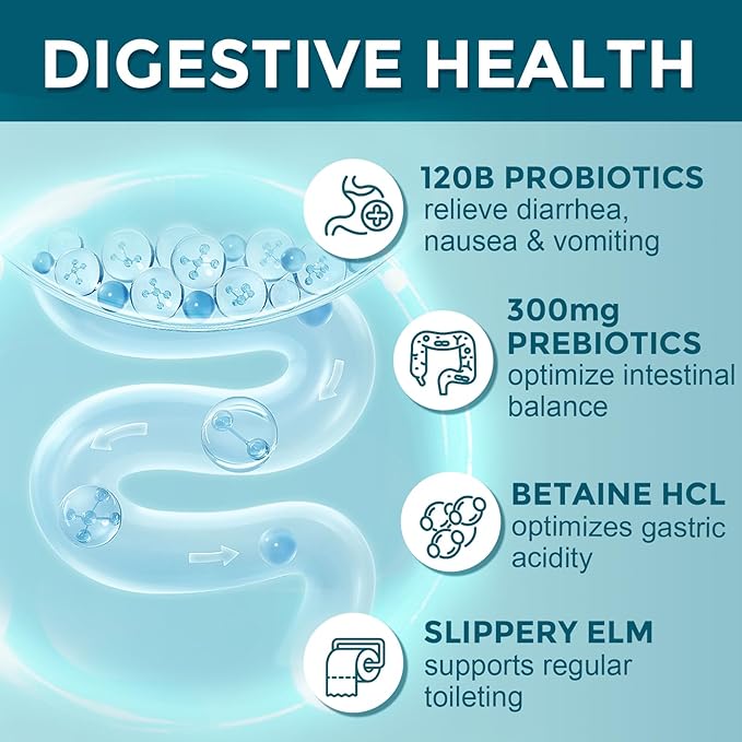 Probiotics for Women-Men Digestive Health with 120 Billion CFUs, Prebiotics and Probiotics for Women-Men, Digestive Enzymes, Nutrient Absorption, Immune Support, 90 Veggie Caps (45 Days Supply)