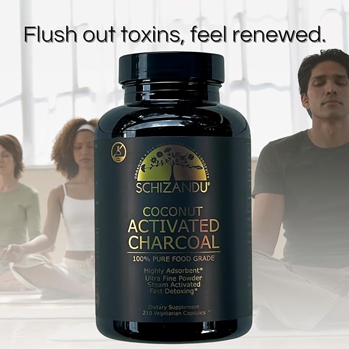 Activated Coconut Charcoal Capsules- Supports Health - Vegan, Organic, Non-GMO, No Additives - X-Large Bottle 210 Count