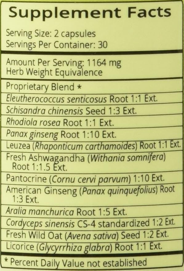 Natura Health Products Power Adapt Supplement - Deep Adrenal and Endocrine Support - Featuring Ashwagandha, Ginseng, Rhodiola Rosea Root Ext. and Cordyceps (60 Capsules)