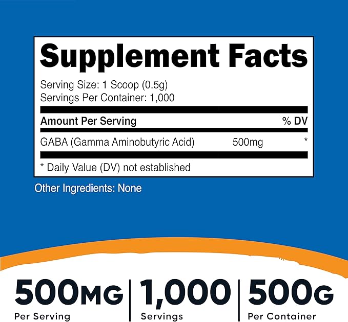 Nutricost Pure GABA (Gamma Aminobutyric Acid) Powder (500 Grams/1.1 pounds) (2 Pack)