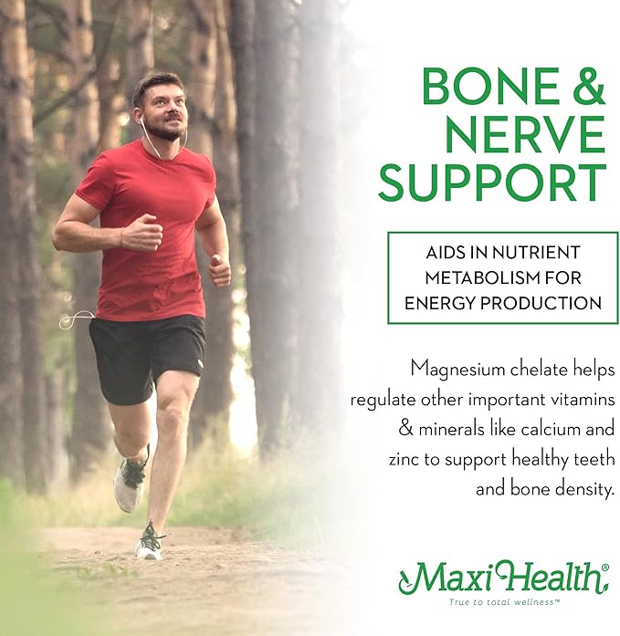 Maxi Health Magnesium Capsules - Energy Production - Muscle & Nerve Health - Bone Support - Magnesium Supplement from Magnesium Oxide, Magnesium Glycinate Chelate and Magnesium Citrate - 90 Count by Maxi Health