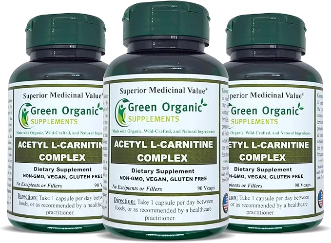 Acetyl L-Carnitine, Carnitine, ALC, High Absorbable, Non-GMO, Gluten-Free (Pack of 3)