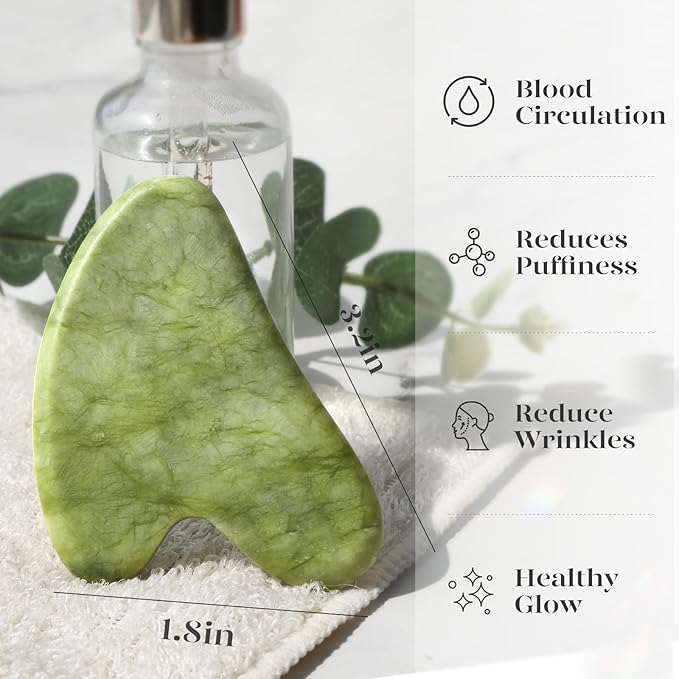 BAIMEI Gua Sha Facial Tools Face Massager for Skin Care, Relaxation and Reduce Wrinkles Puffiness Skin Care Tools, Self Care Gift for Men Women - Xiuyan Jade