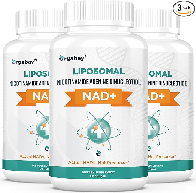Orgabay Liposomal NAD+ Supplement 500 mg, High Absorption, Boost NAD+ with TMG 250 mg, Actual NAD Plus More Efficient Than Nicotinamide Riboside, Support Cellular Energy, Healthy Aging | 180 Softgels