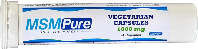 KALA HEALTH MSMPure MSM Vegetarian Capsules – 1,000 mg US-Made MSM per Capsule for Joint Health, Skin Appearance, Hair & Nail Support – 24 Count Travel Size, Organic Sulfur