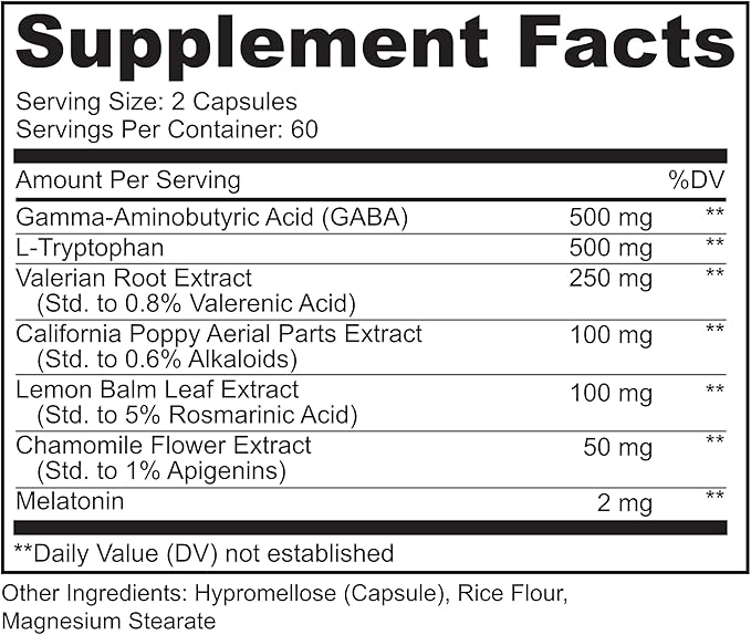 LIVELY VITAMIN CO Snooze Fest - Full REM Cycles - Balanced Sleep - Relax Body & Mind - Rest & Recovery - GABA - Chamomile - Melatonin - Tryptophan - Valerian Root - Lemon Balm - Poppy - 120 Count