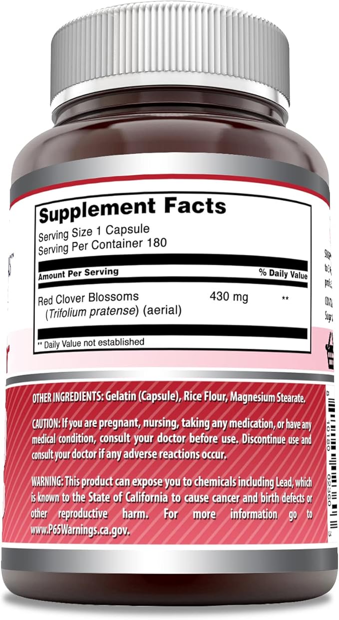 Amazing Formulas Red Clover Supplement | 430 Mg Per Serving | 180 Capsules | Non-GMO | Gluten Free | Made in USA