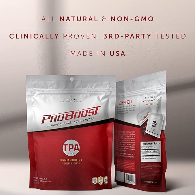 4 McG Thymic Protein A (TPA) Powder Packets - All Natural, Non-GMO, Immune Regulation and Support Supplement - 60 Packets, 4 McG TPA/Serving