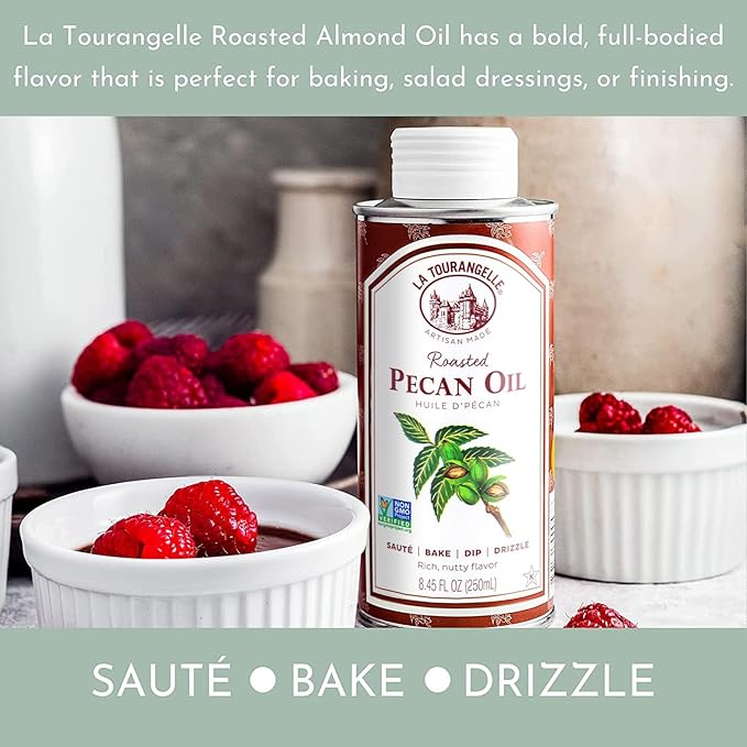 La Tourangelle Roasted Pecan Oil for Cooking, Baking, Butter Substitute, Pasta, Vinaigrettes, Stir Fry, 8.45 Fl Oz