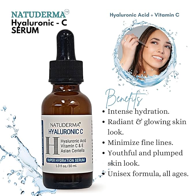 Hydrodermabrasion Solutions | Revitalizing Antioxidant Serum for Hydro Dermabrasion Machine and Oxygen Facial, Revita-A-Tone, 16 oz | and Hyaluronic Acid Serum with Vitamin C, 1oz, by Natuderma