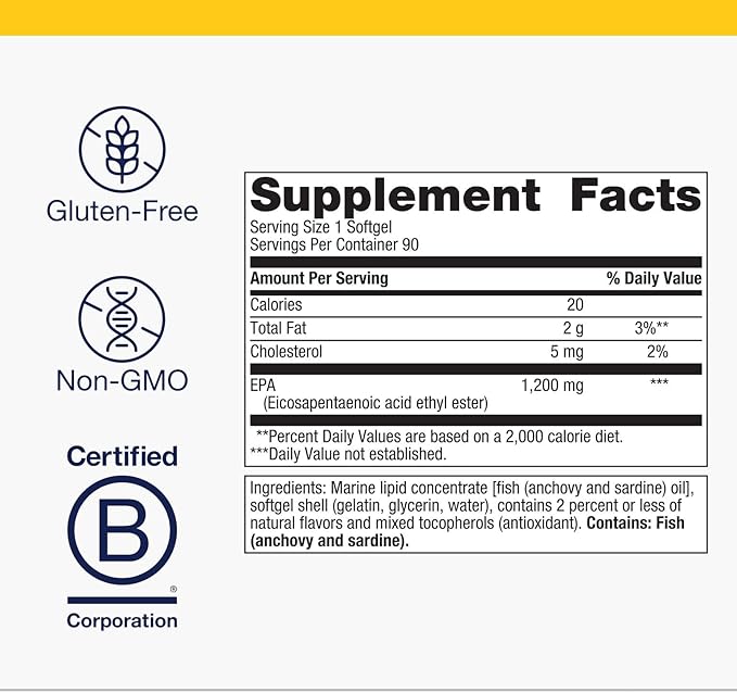 Metagenics OmegaGenics Fish Oil EPA 1200 - Omega-3 Fish Oil Supplement - for Heart Health & Immune System Health* - 90 Softgels