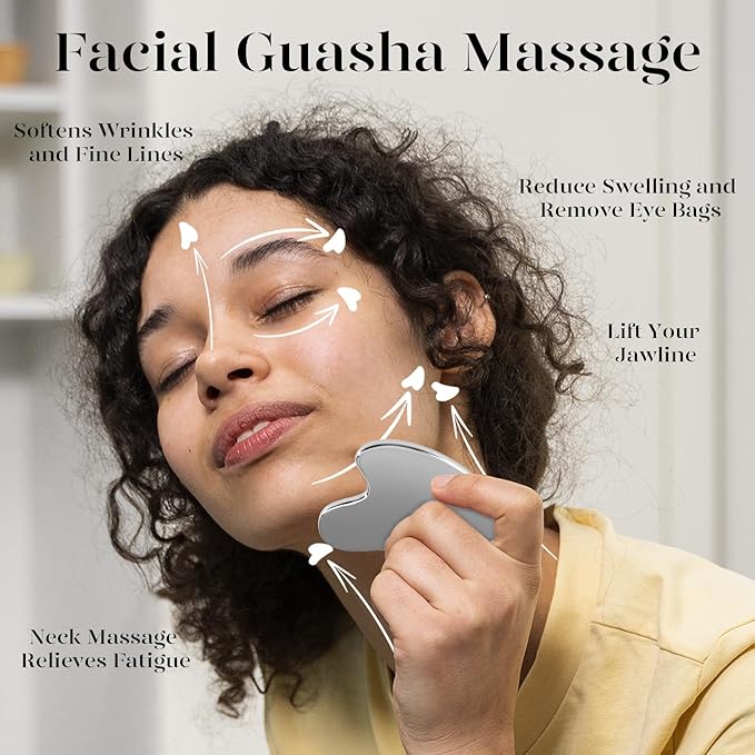 BAIMEI Stainless Steel Gua Sha for Self Care, Metal Gua Sha Facial Tool, Guasha Tool for Face and Body Treatment, Back Muscles Pain Relief, Gift for Men Women