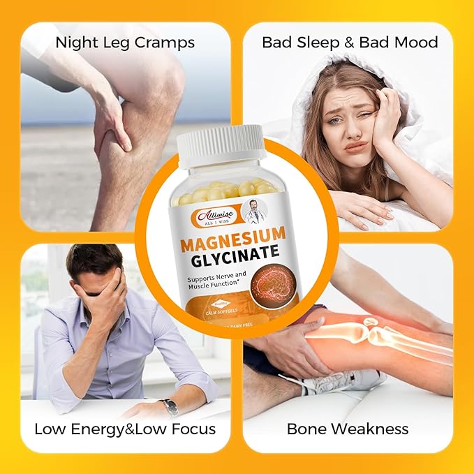 Magnesium Supplement Softgels, Easy Absorption Magnesium Glycinate 400mg with Vitamin B6,D3, High Bioavailability Magnesium for Sleep & Calm Support, Nervous, Muscle & Bone Health