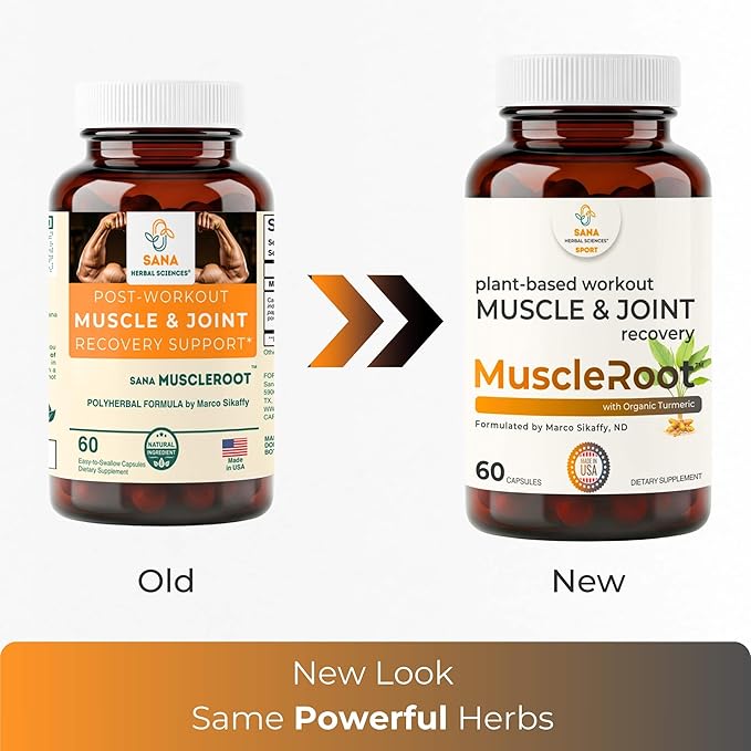 Natural Muscle & Joint Recovery Supplement | Plant-Based Post-Workout Inflammation Support, Muscle Relaxer with Organic Turmeric, Frankincense & Nopal Cactus | 60 Capsules by Sana Herbal