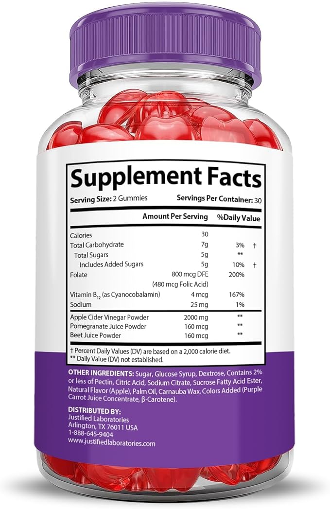 Justified Laboratories (3 Pack Ultra Quick Keto ACV Gummies Extreme 2000MG Ultraquick Keto Gummies Apple Cider Vinegar Formulated with Pomegranate Beet Juice Powder B12 Vegan Non GMO 180 Gummys