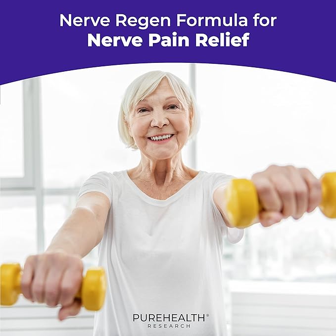 PUREHEALTH RESEARCH Nerve Regen Formula - with Alpha Lipoic Acid (ALA), Acetyl-L-Carnitine (ALC), Benfotiamine - Nerve Support Supplement for Healthy Circulation, Hands, Feet & Toes - 60 Capsules