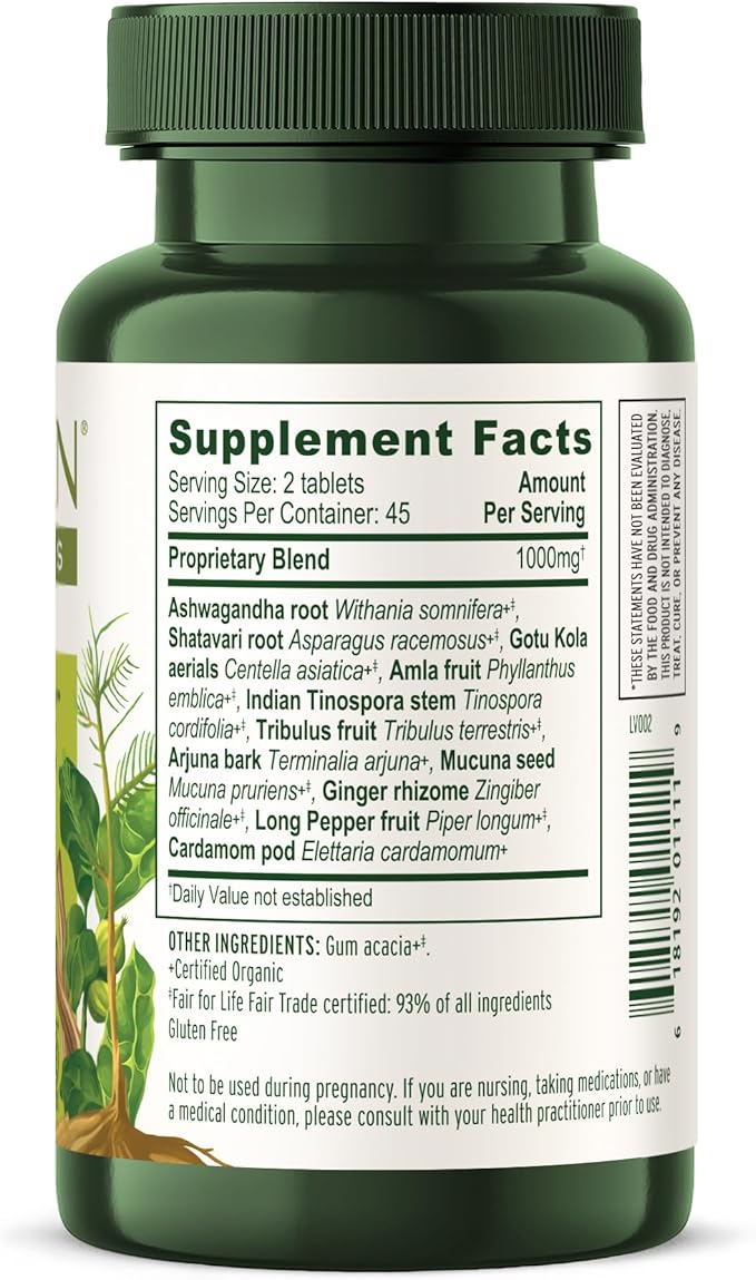 Banyan Botanicals Stress Ease – Organic Herbal Supplement for Stress & Fatigue* – with Ayurvedic Adaptogen Ashwagandha (Withania somnifera) Root – 90 Tablets – Non-GMO Sustainably Sourced Vegan