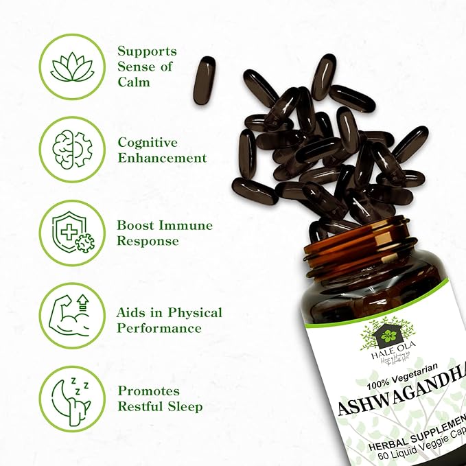 Organic Ashwagandha Capsules - Gluten-Free, Non-GMO & Kosher Certified - Ashwagandha Supplements for Immune Support, Stress, Mood, Anxiety Relief & Energy Support - 1000 mg, 60 Vegetarian Capsules