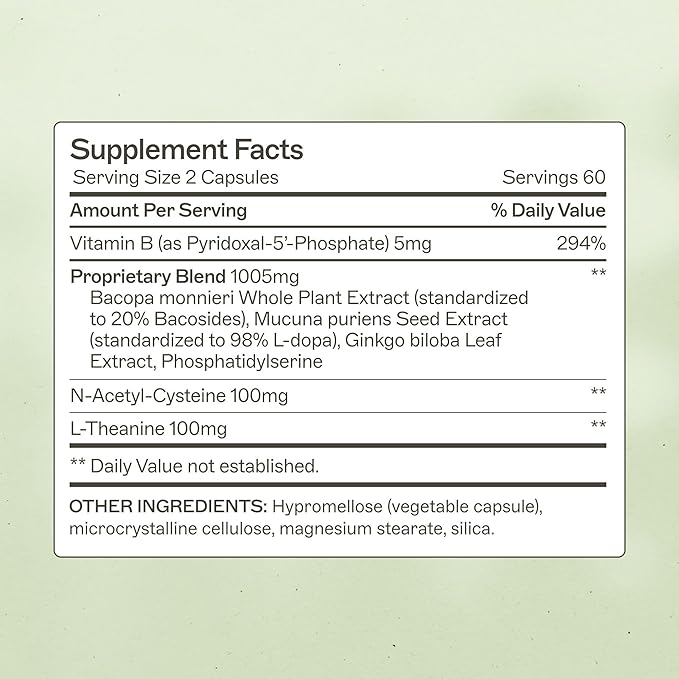 Amy Myers MD NeuroLive - Brain Health Supplement for Cognitive Function & Focus Support - with Vitamin B - Gluten-Free, Non-Dairy & Non-Soy - 120 Capsules (60 Servings)