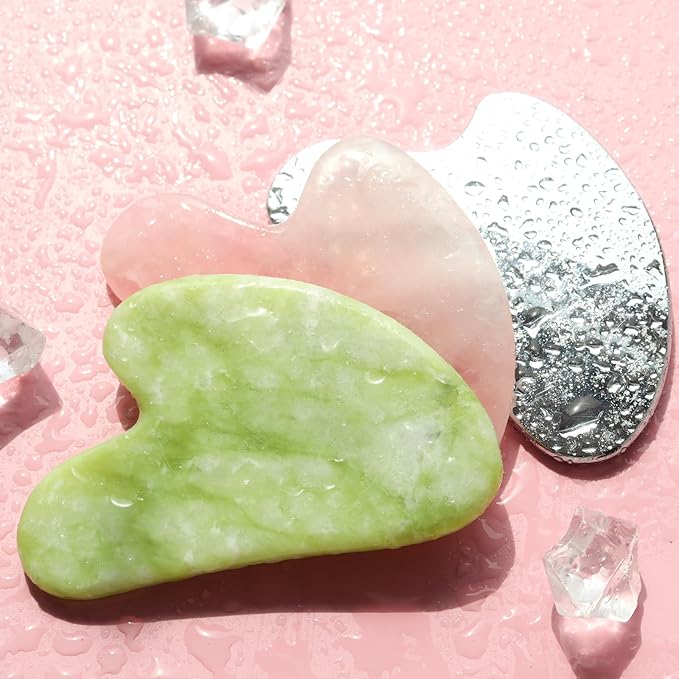 BAIMEI Gua Sha Facial Tools Face Massager for Skin Care, Relaxation and Reduce Wrinkles Puffiness Skin Care Tools, Self Care Gift for Men Women - Xiuyan Jade