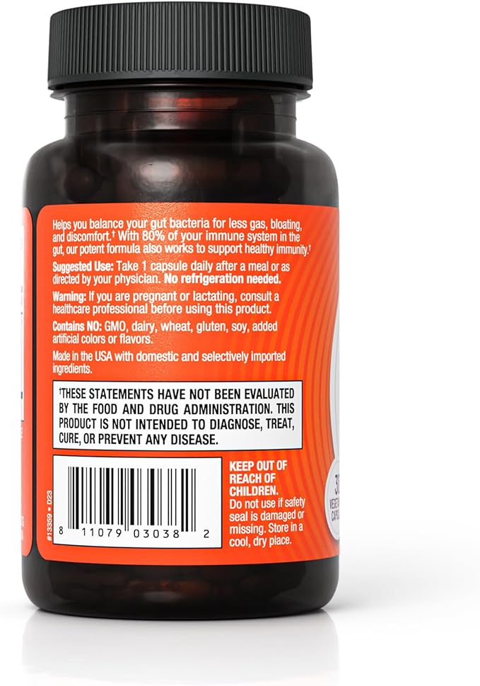 Ultra Spore Probiotic with Live Strains | Daily Soil Based Probiotic for Digestive Support & Gut Health | Soy-Free, Dairy-Free, Gluten-Free, Non-Refrigerated Probiotics, 30 Capsules