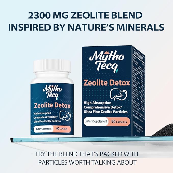 2300 MG Zeolite Detox Capsules - Activated Charcoal & Bentonite Clay, Highly Absorbable Full Body, Liver & Gut Cleanse, Zeolite Clinoptilolite(180 Capsules)