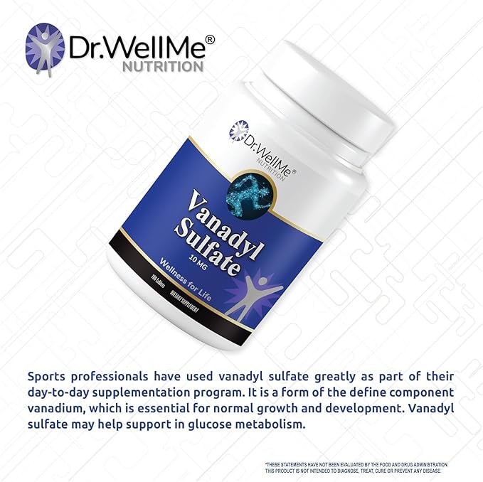 Dr.WellMe Nutrition Vanadyl Sulfate Supplement 10 mg, Maintains Healthy Blood Sugar Level, 100 Tablets, Pack of 3