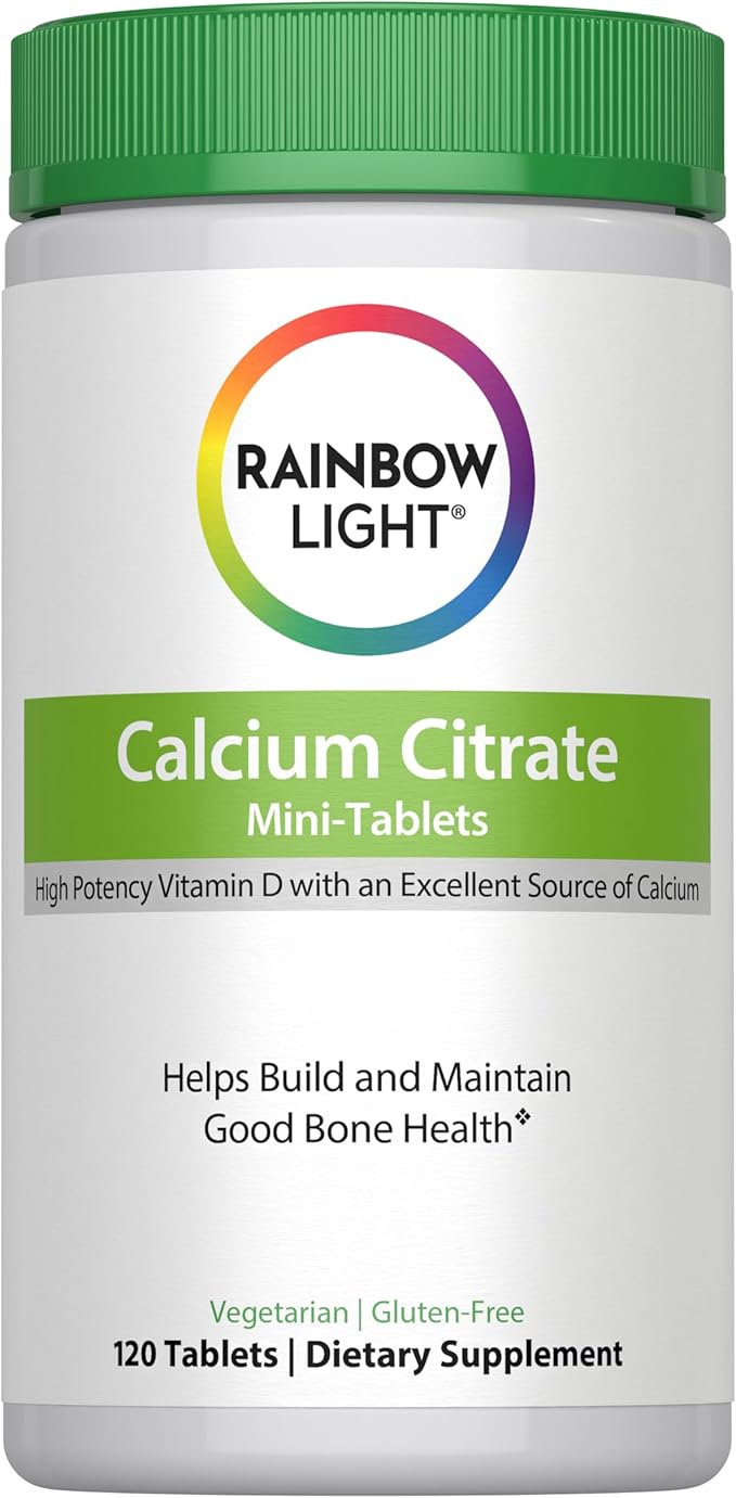Rainbow Light Calcium Citrate Mini-Tablets With Vitamin D, Dietary Supplement Provides High-Potency Bone Health Support, With Calcium and Vitamin D, Vegetarian and Gluten Free, 120 Count