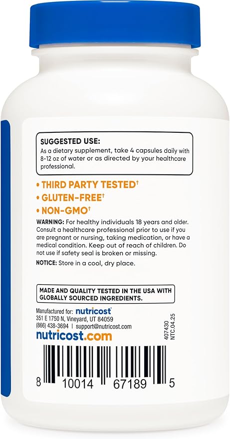 Nutricost Magnesium Citrate 420mg, 120 Veggie Capsules - 30 Servings, Gluten Free, Non-GMO Supplement